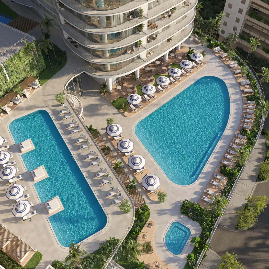 Cipriani Residences Miami pool deck, the current #1 Haute 20 ranked building