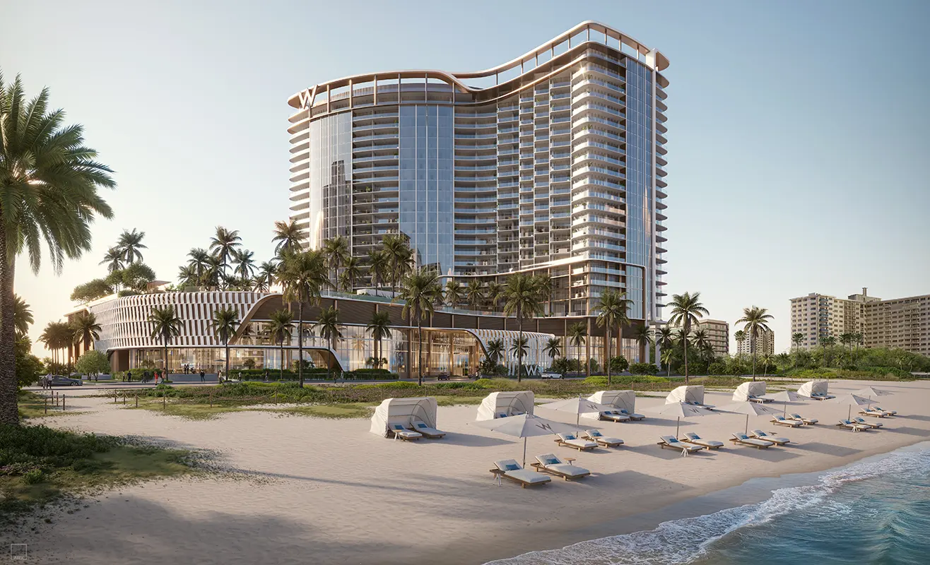 W Pompano Beach Hotel & Residences rendering — beach tower