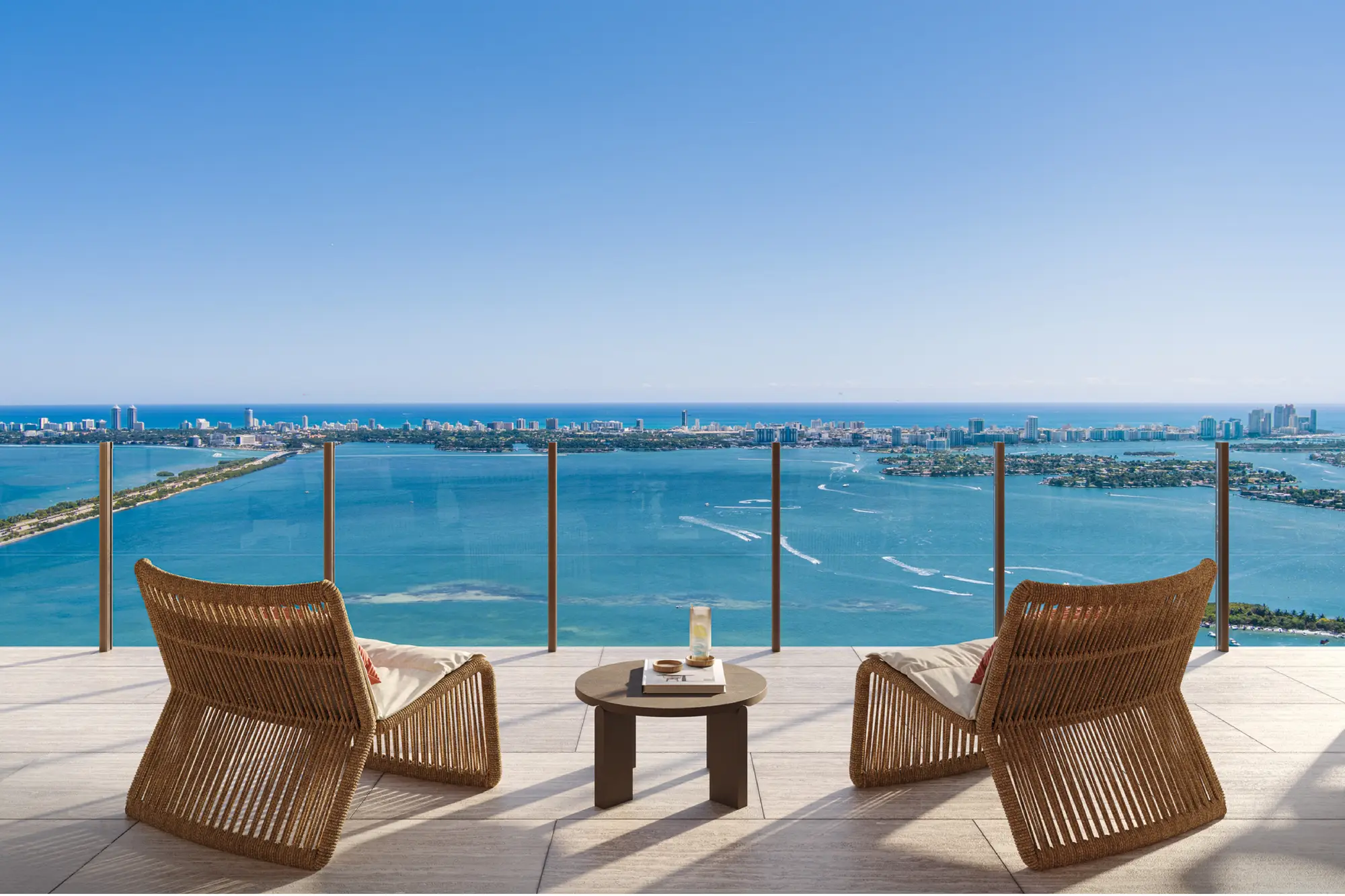 South Florida luxury residence terrace over Biscayne Bay