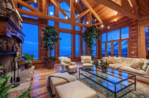 Wood dominates the character of the home.