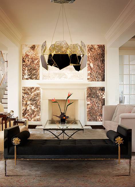 Featuring Koket's Hypnotic chandelier and Privé daybed