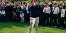 Jack Nicklaus tees off the weekend-long golf course opening with a flawless follow-through
