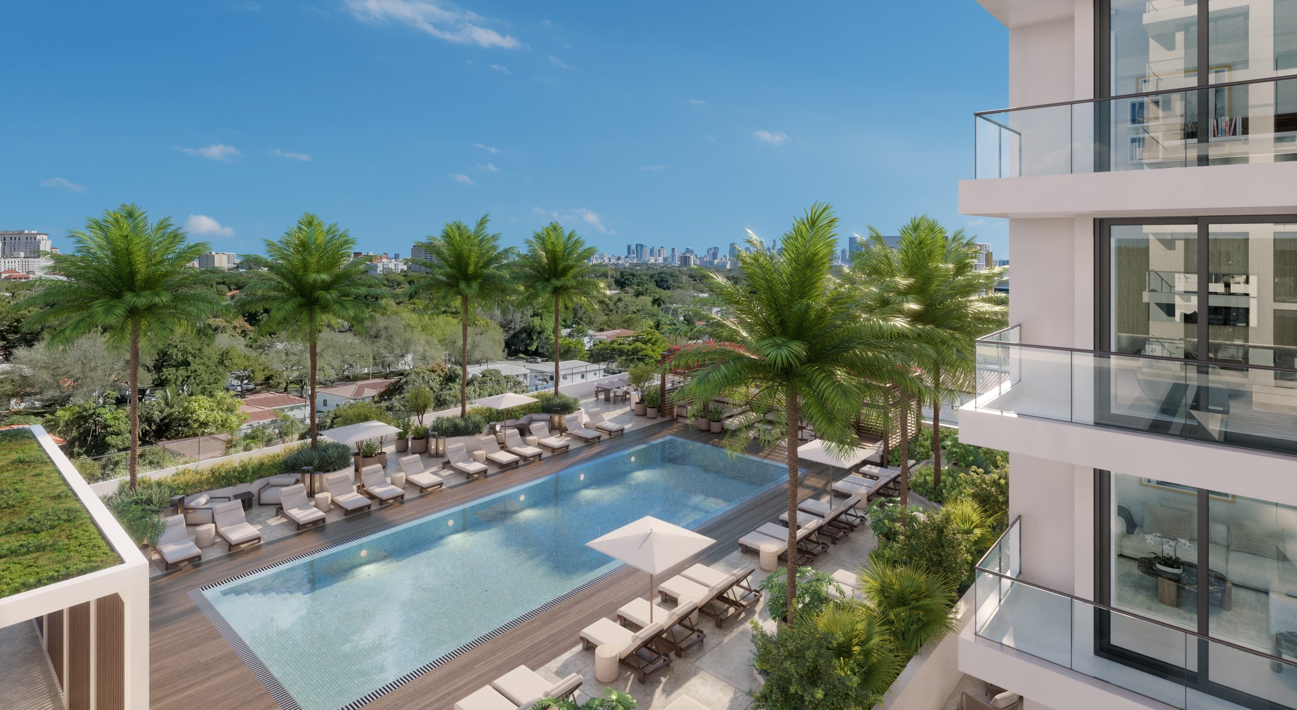 Cassia pool deck aerial rendering, Coconut Grove