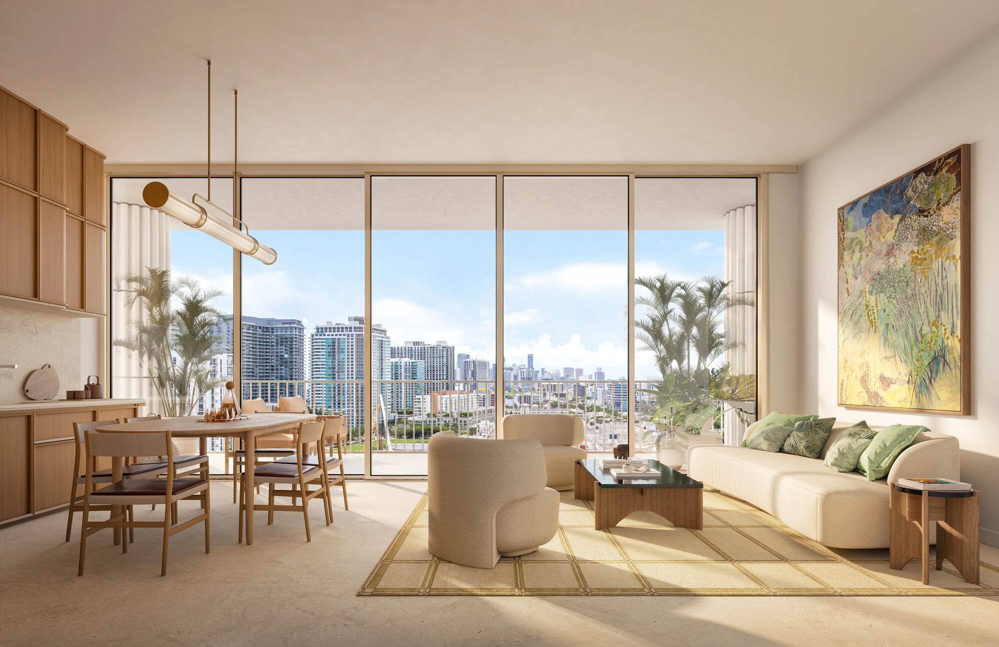 Fouquet's Miami Design District interior showing custom RDAI oak cabinetry