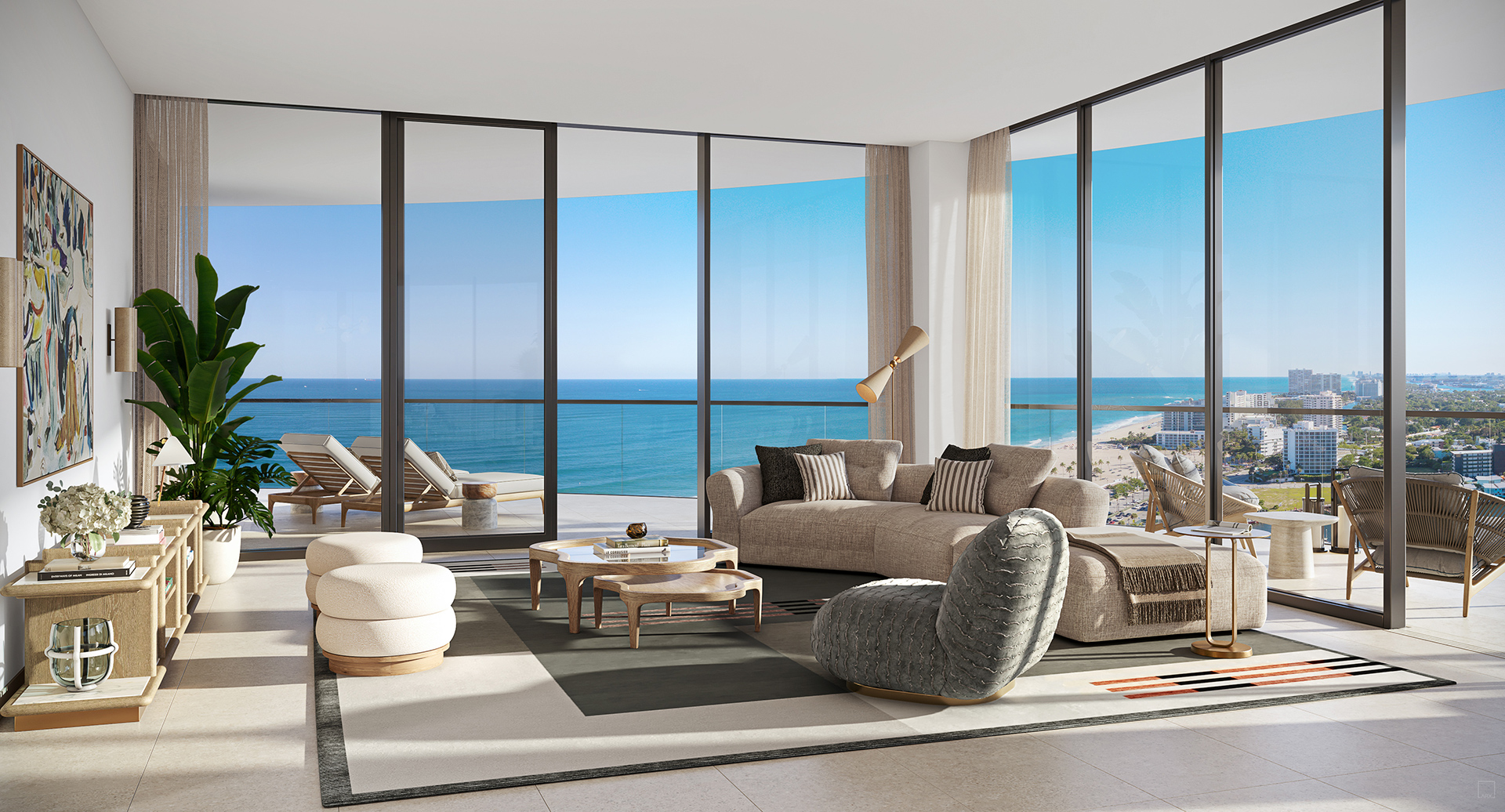 Living room in a residence at The St. Regis Resort & Residences, Bahia Mar