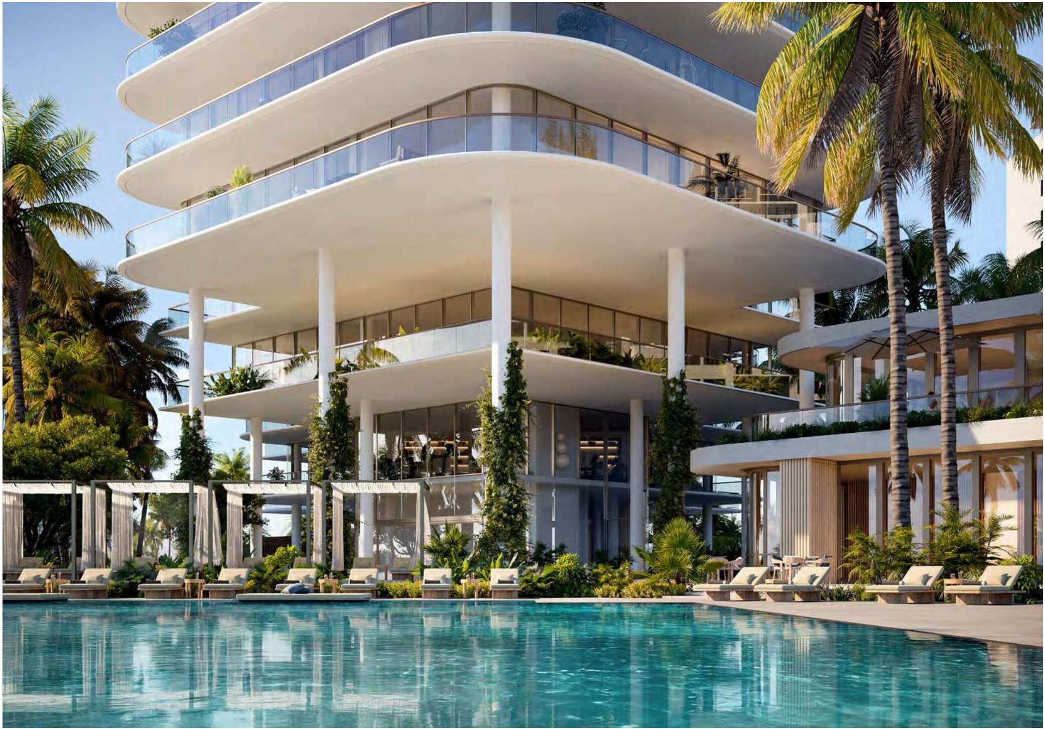 The Perigon Miami Beach oceanfront pool and cabanas