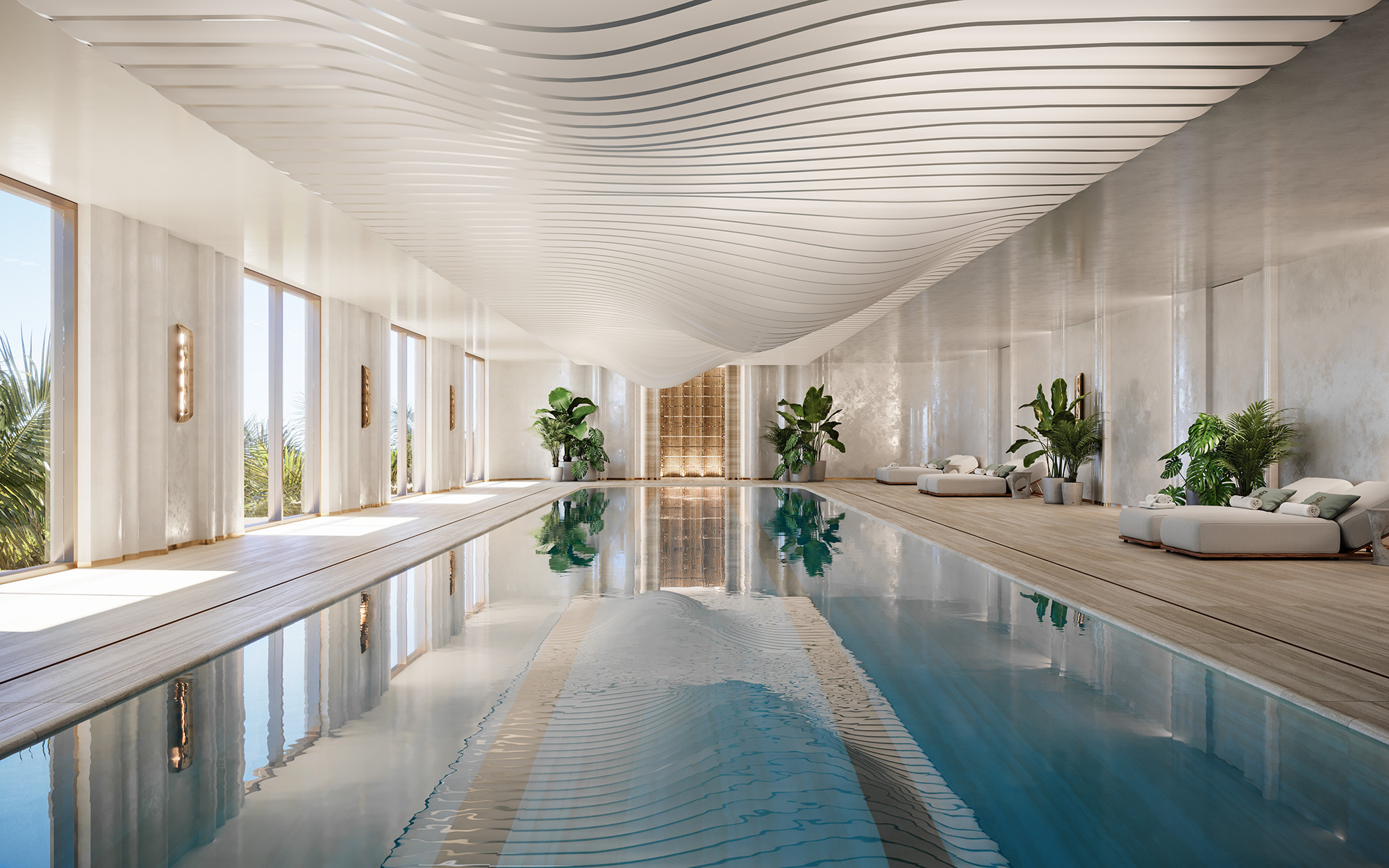 Indoor lap pool at The St. Regis Residences, Miami — Brickell