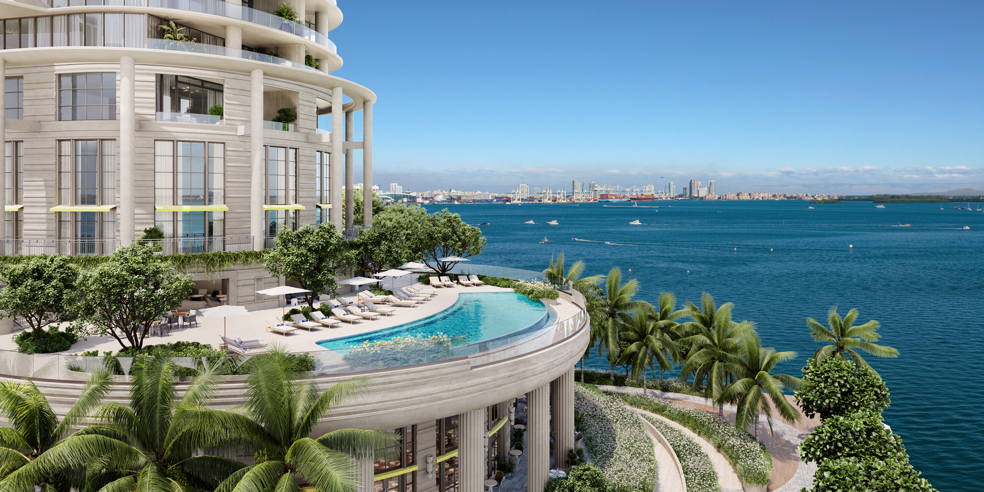 Luxury pool deck at branded residence