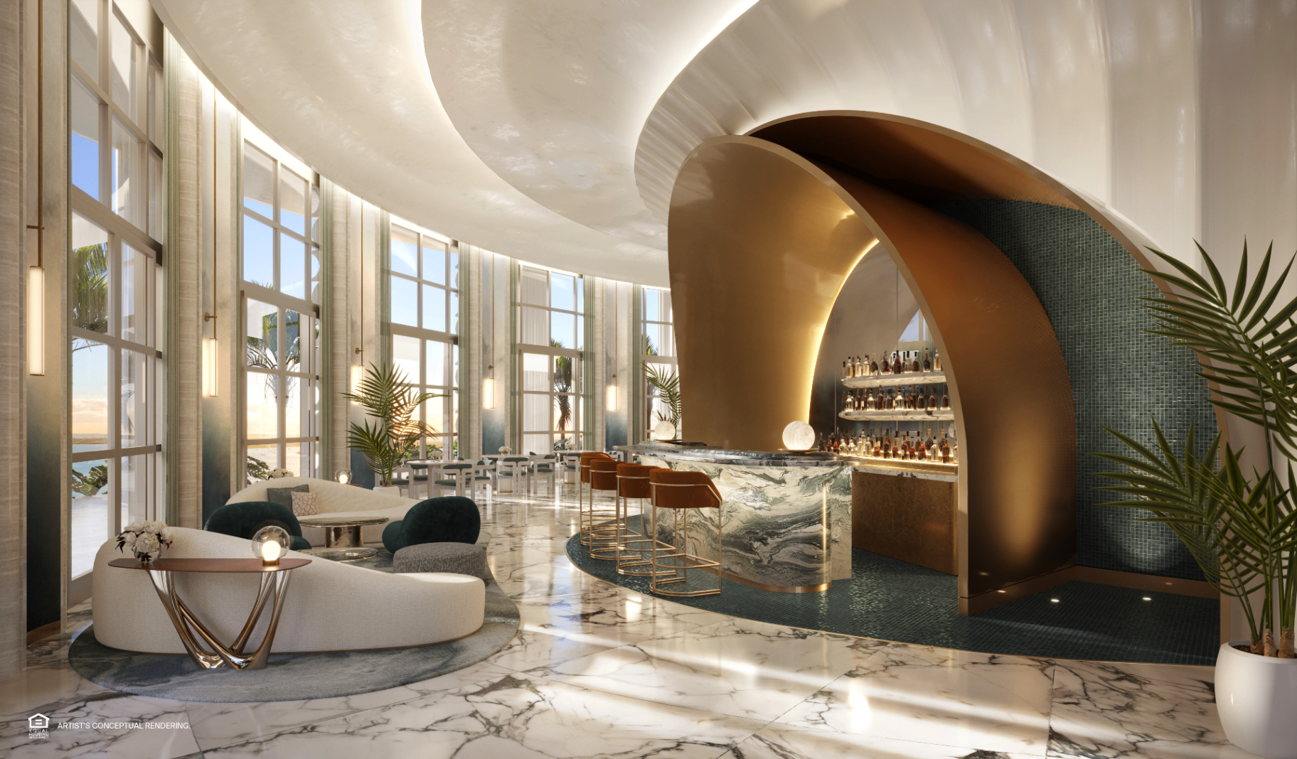 Branded residence lounge — the visible face of a deep service organization